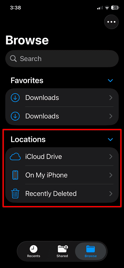 iphone 11 Pro iOS 26 Files app browse iCloud Drive internal storage-3