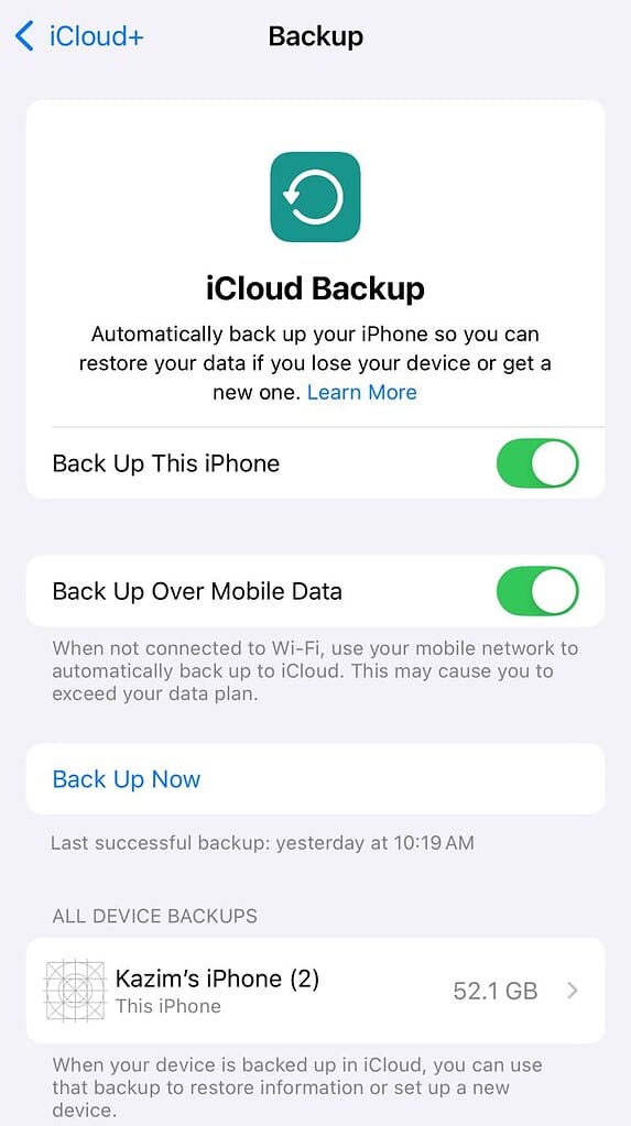 back up iphone with iCloud