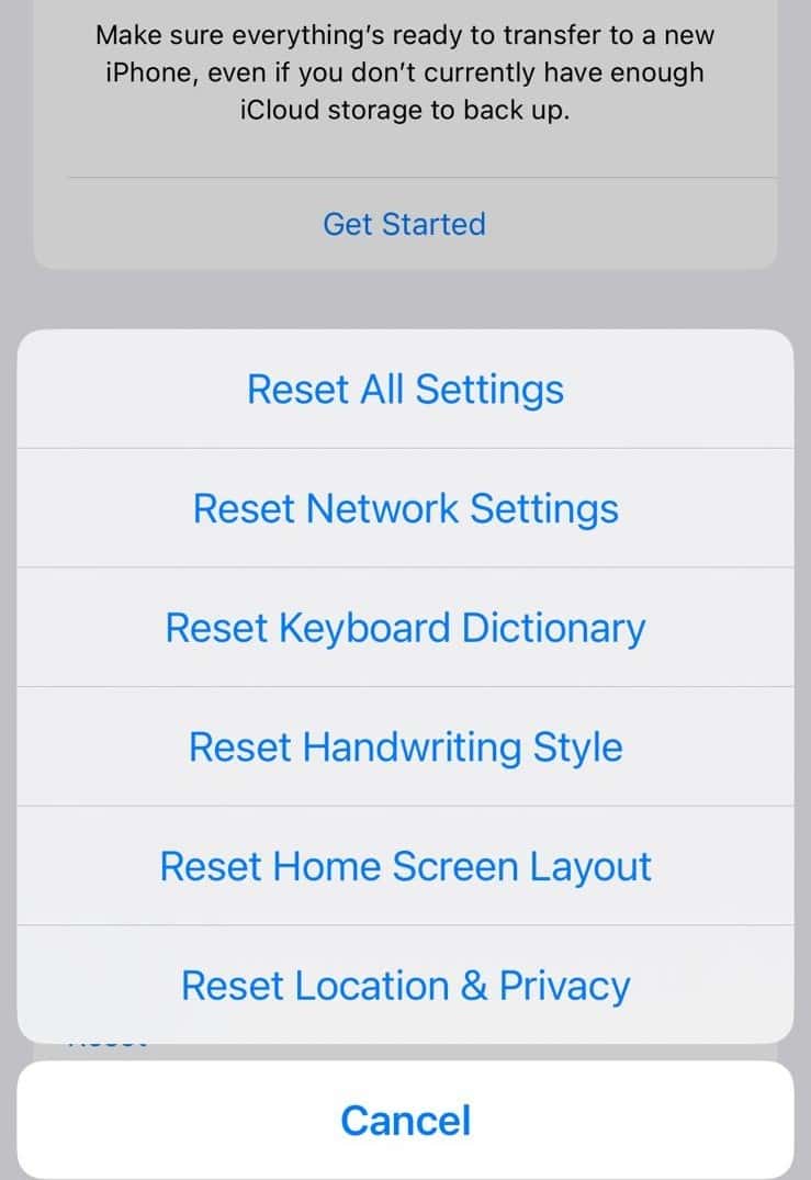 reset home screen layout iphone