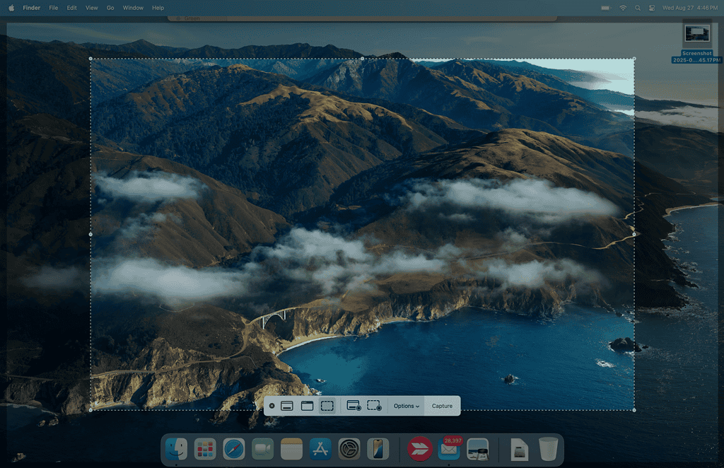 screenshot toolbar on mac