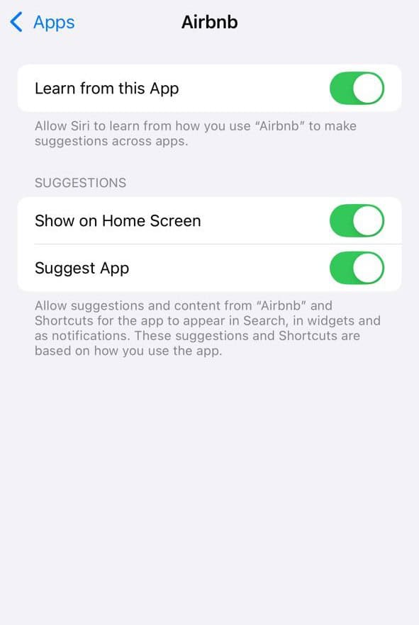 unhide apps from Siri settings iPhone