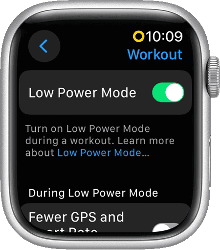 Low Power Mode workout apple watch