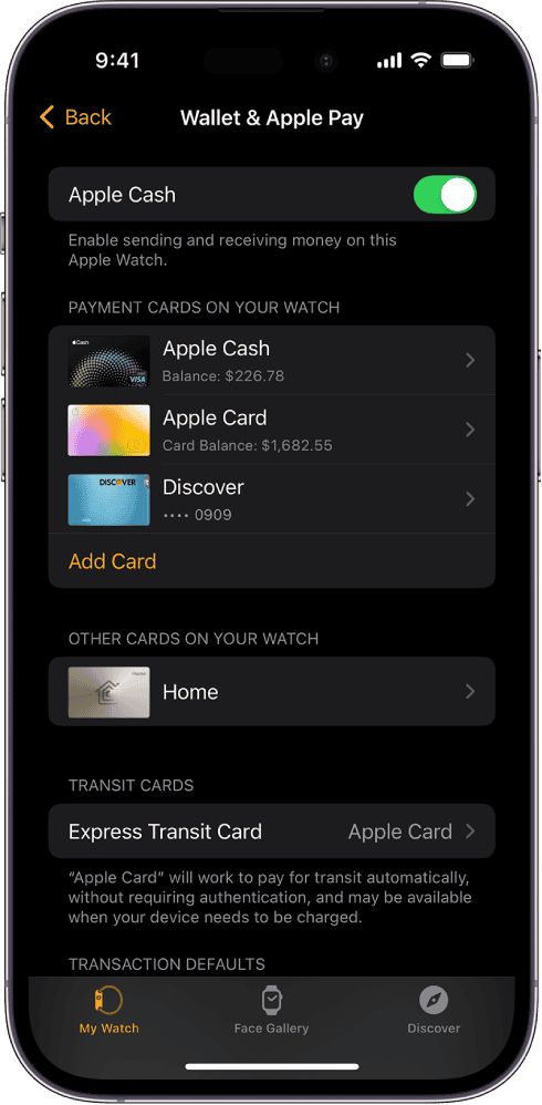 My Watch Wallet and Apple Pay