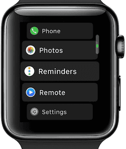 Settings app apple watch
