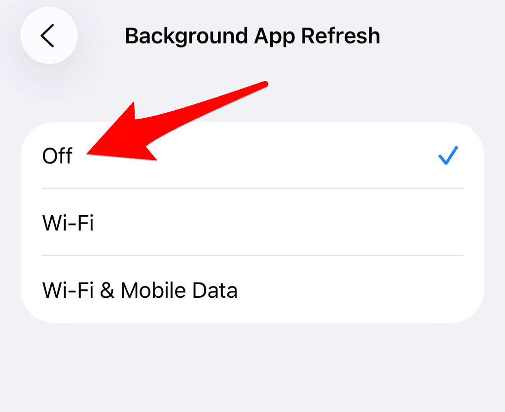 Turning off Background App Refresh on iPhone