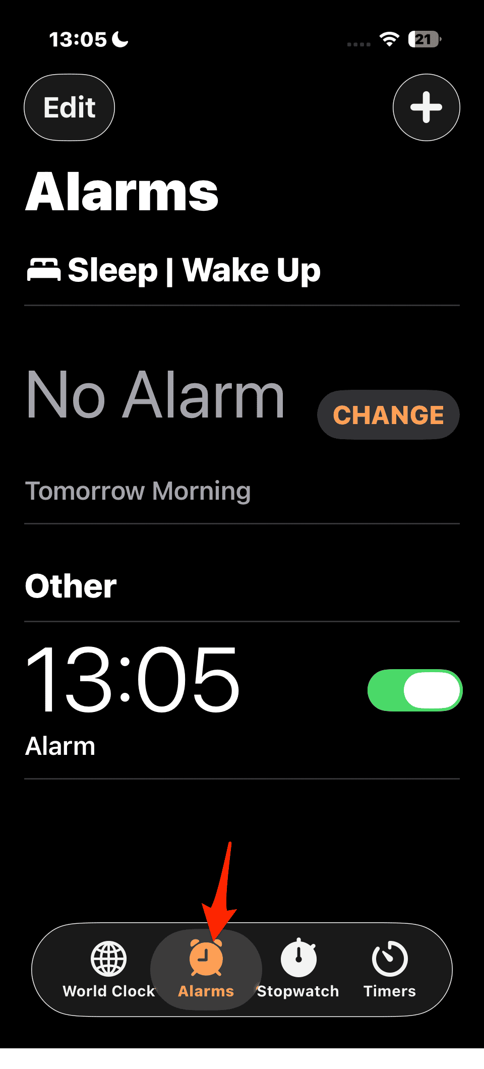 alarms in clock app