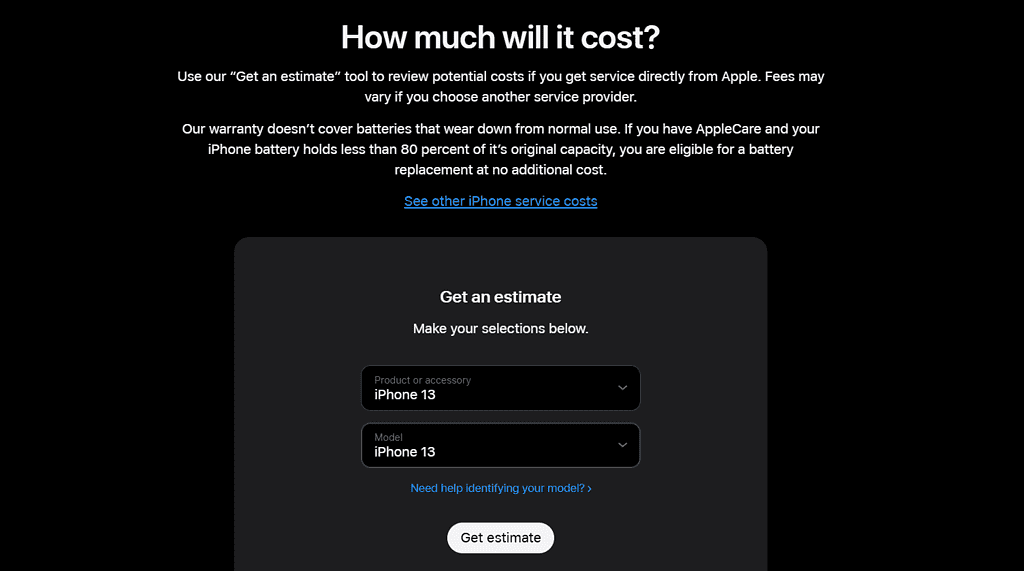 apple battery replacement cost calculator
