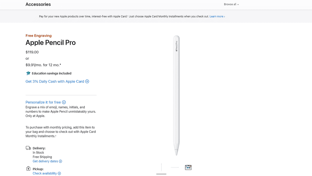 apple pencil pro in edu store