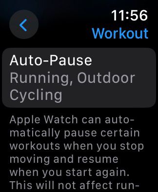 enable/disable auto pause for workout