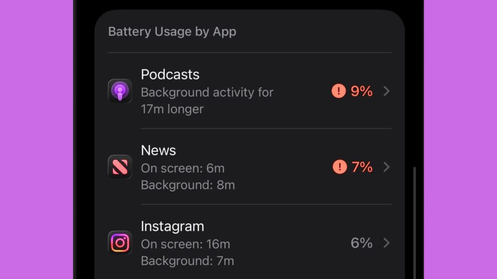 battery usage by app