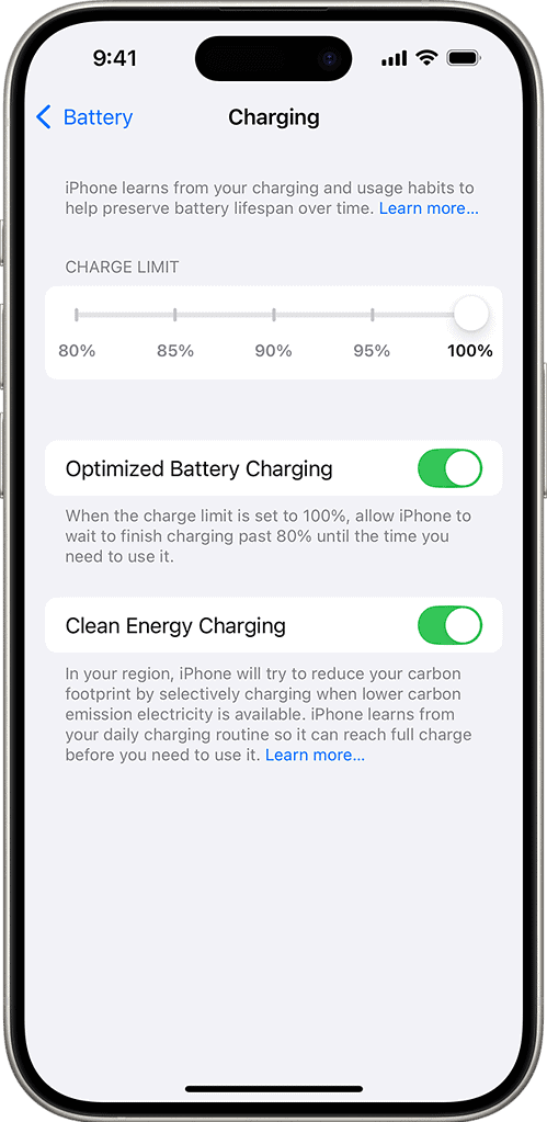 optimized battery charging ios