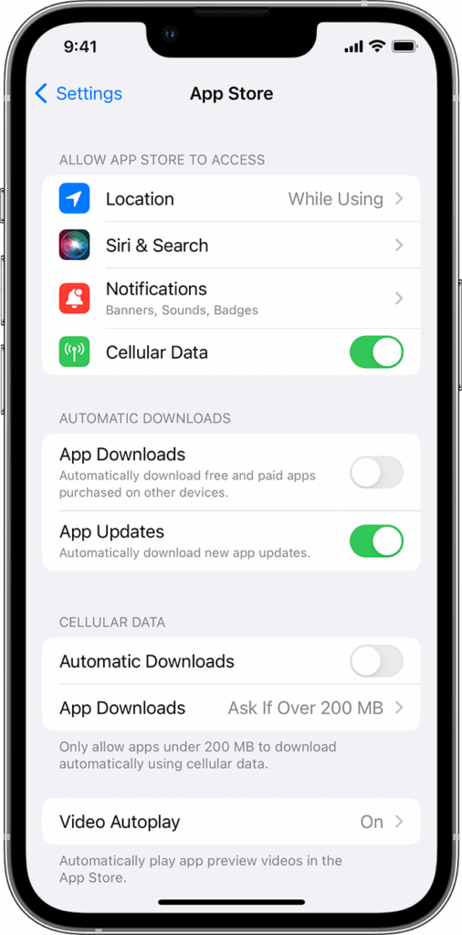 mises à jour d'applications app store