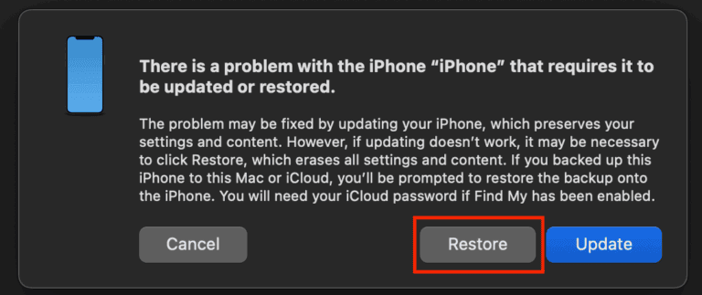iPhone im Finder wiederherstellen