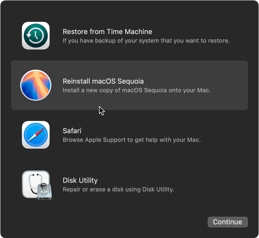 reinstall macos 