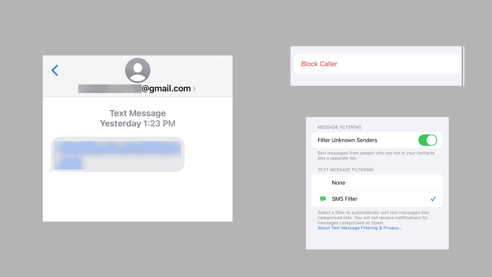 imessage how to block gmail texts