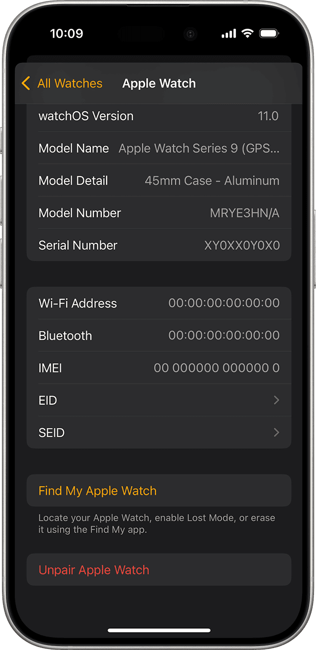 apple watch Unpair Apple Watch