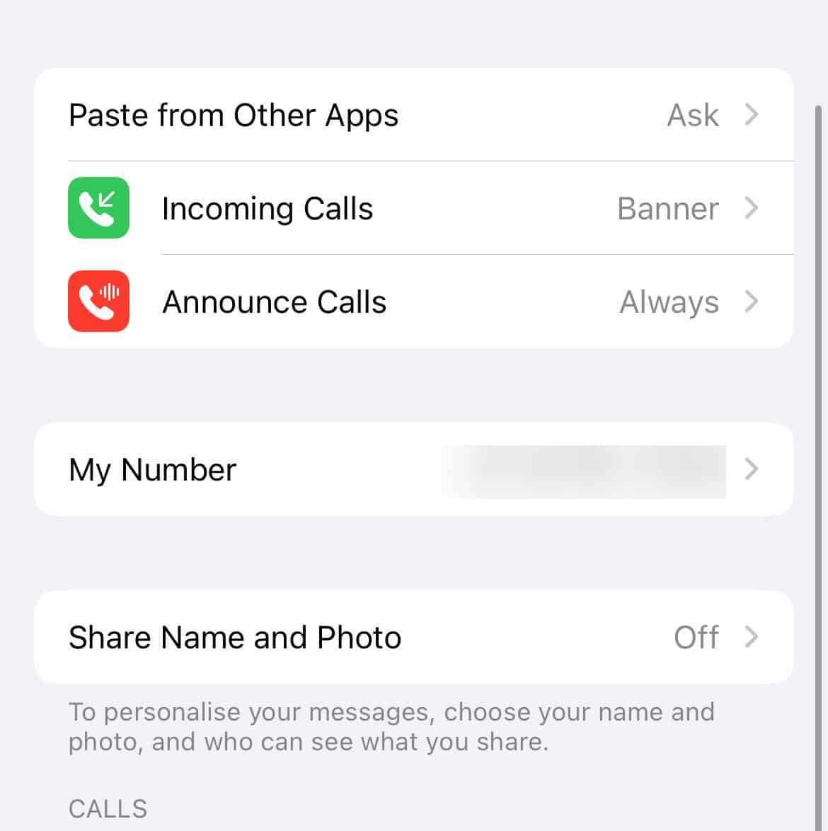 my number on iPhone
