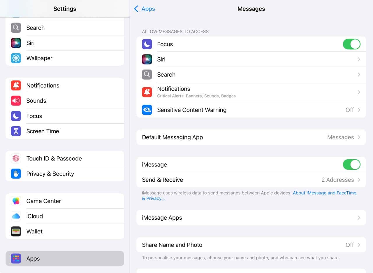 imessage settings
