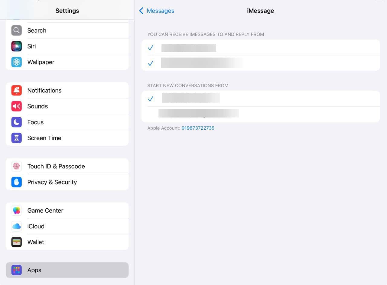 check send and receive ipad