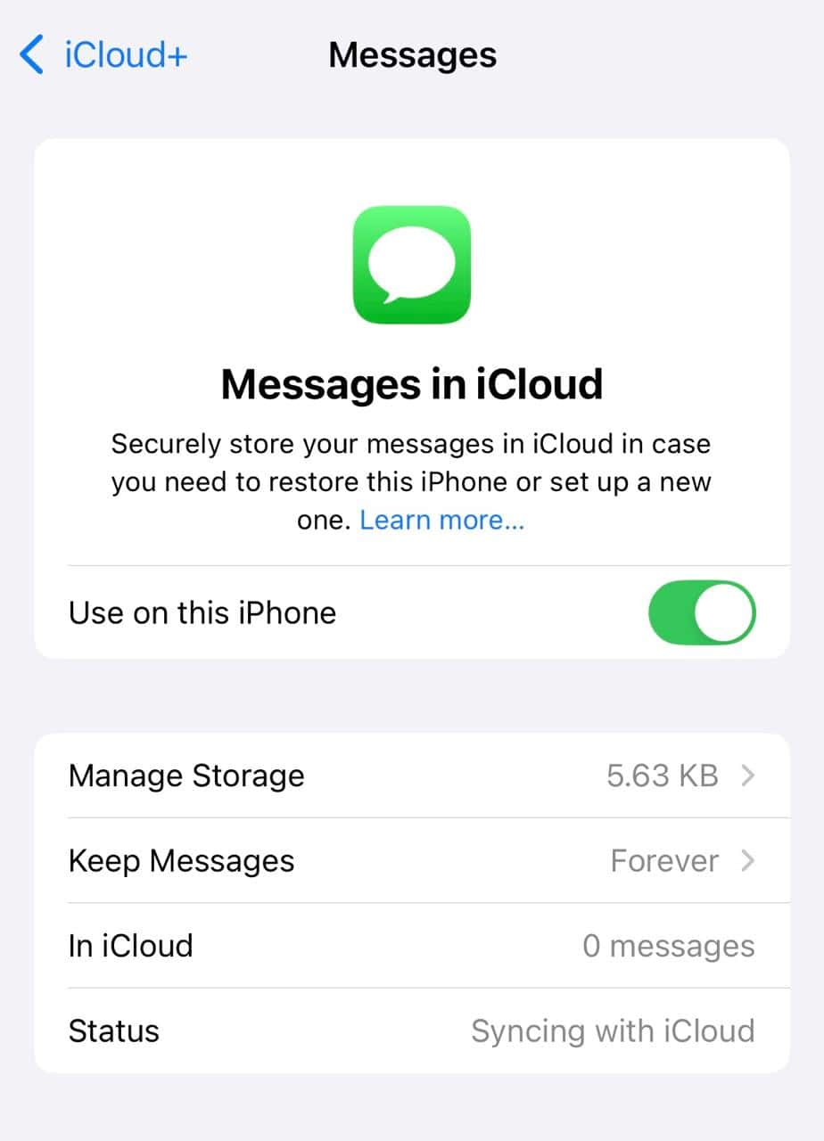 imessage over icloud