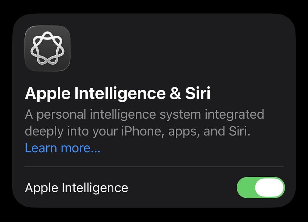 Apple Intelligence icon no longer shows the beta label