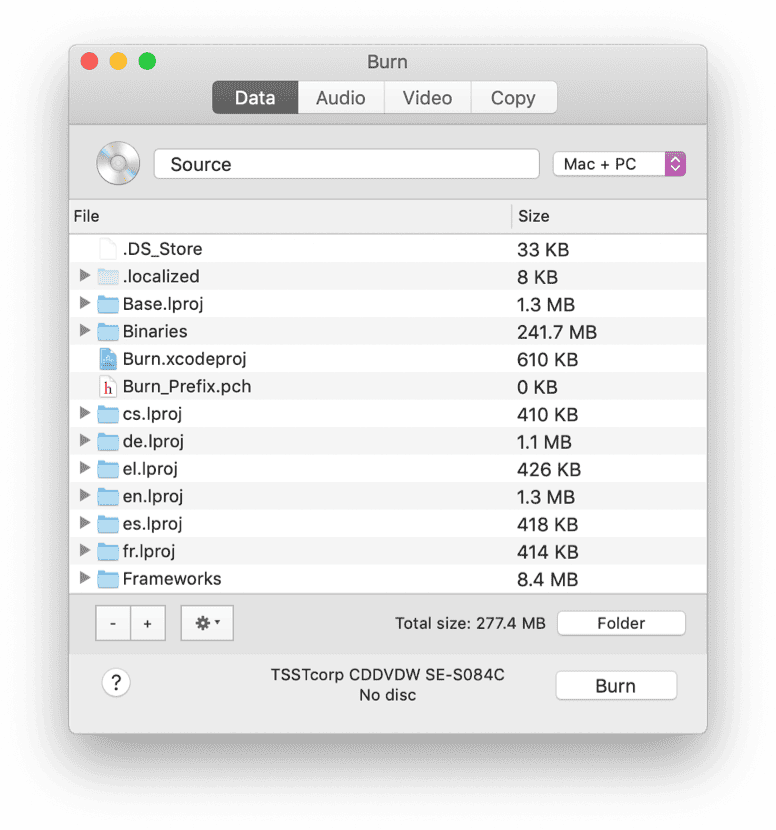 Burn CD burning software for Mac