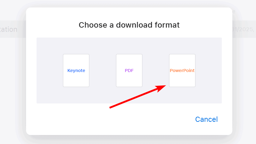 Converting Keynote presentation to PowerPoint presentation on iCloud