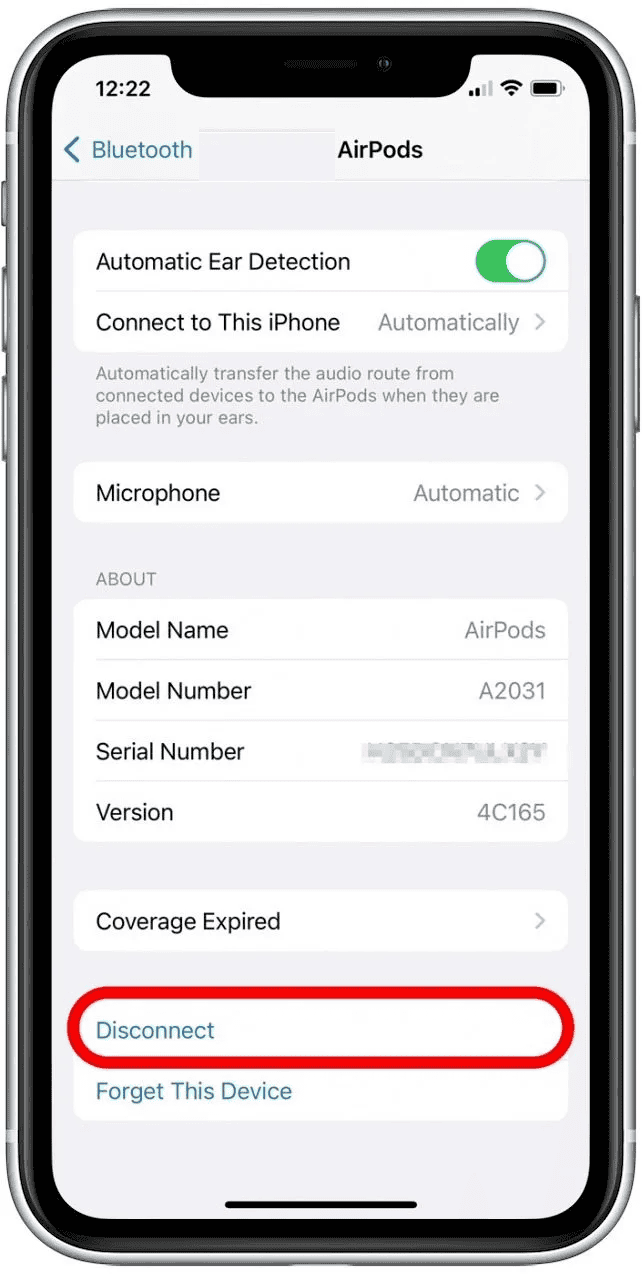 Disconnect airpods