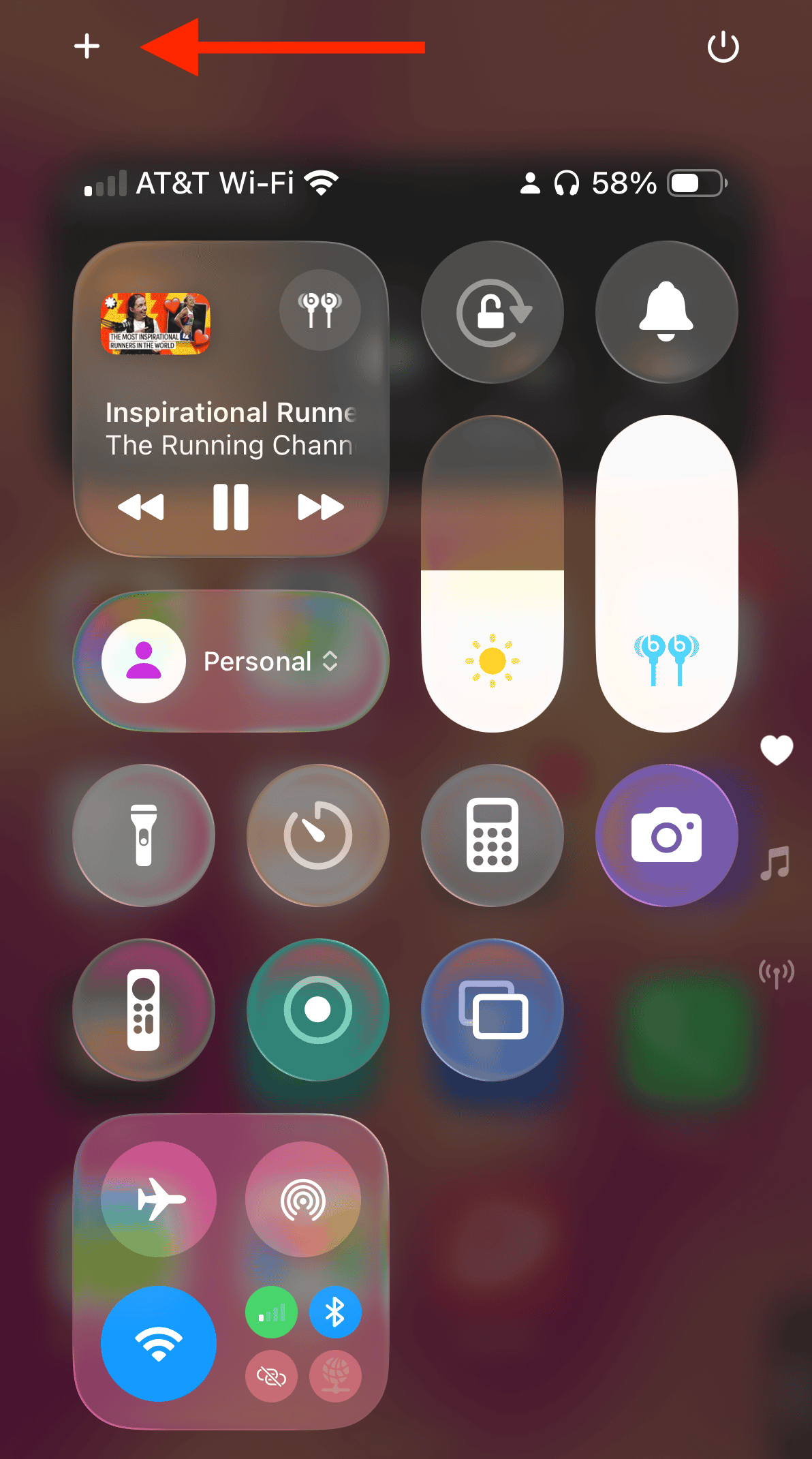 Edit iOS Control Center Using + Button
