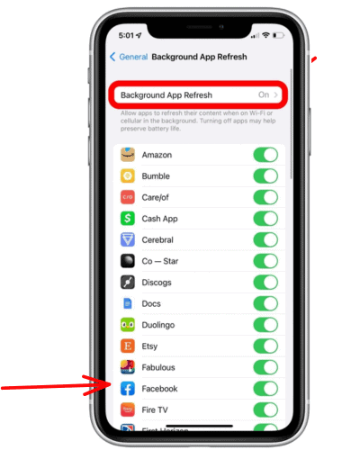 Facebook Background Refresh iOS
