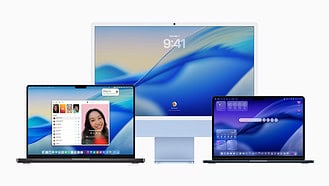 Two MacBooks and a Mac computer with a macOS 26
