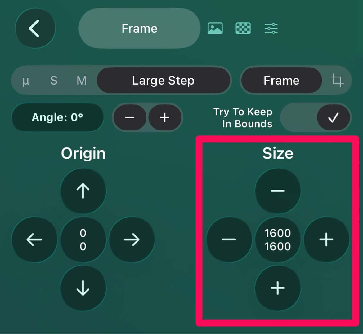 Adjusting the size of the image layer in the Widgy app on iPhone