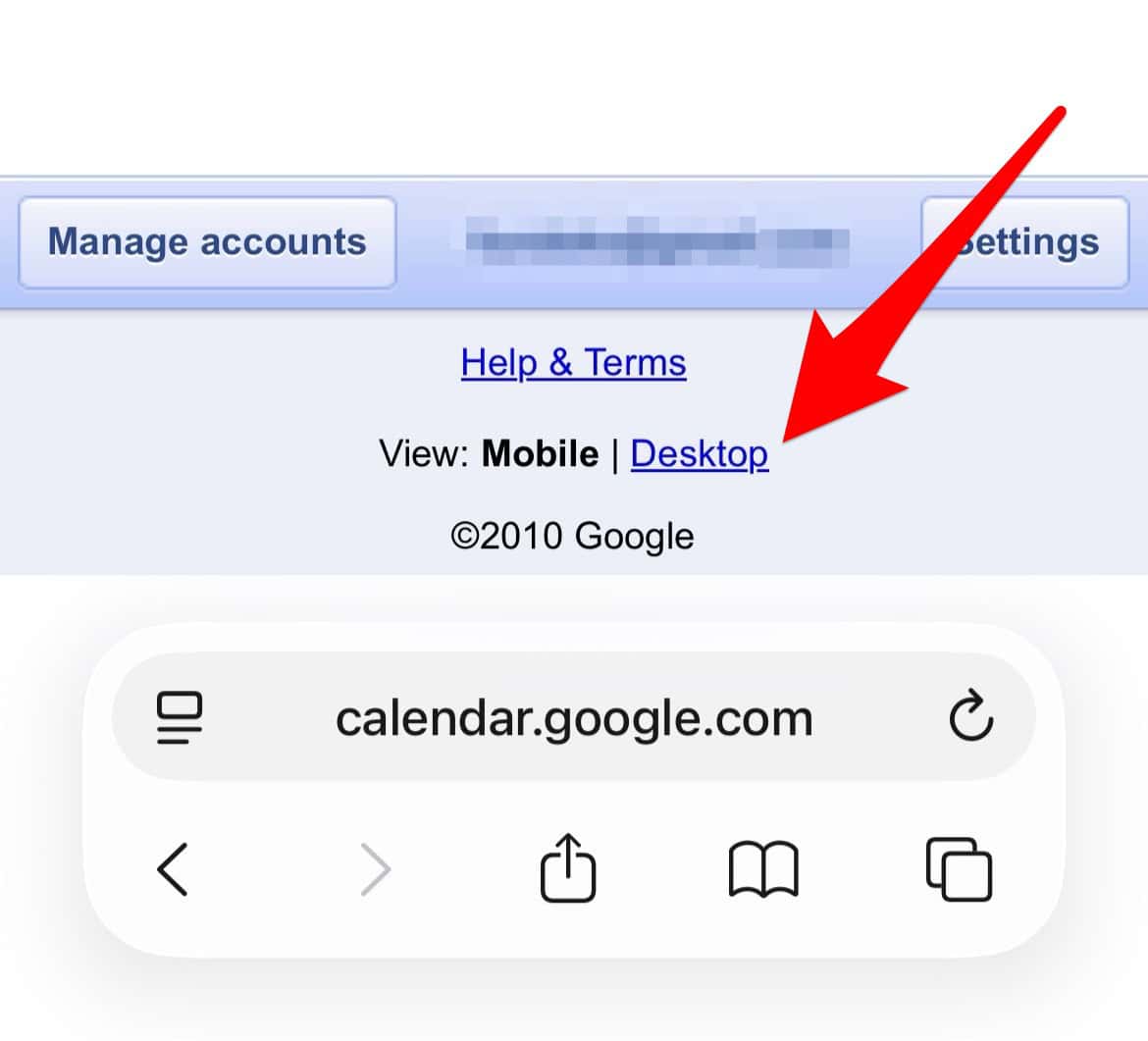 Scroll to the bottom and tap Desktop to switch from mobile view