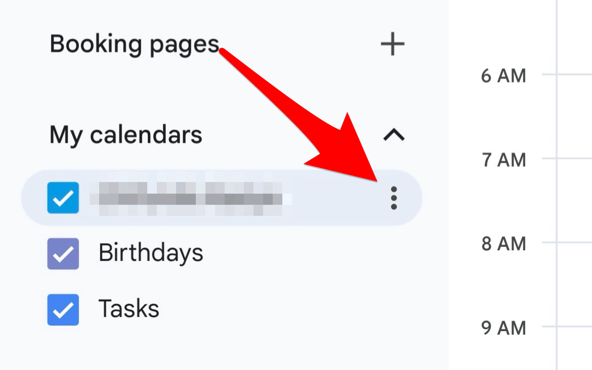 Tap the three-dot icon next to the calendar name