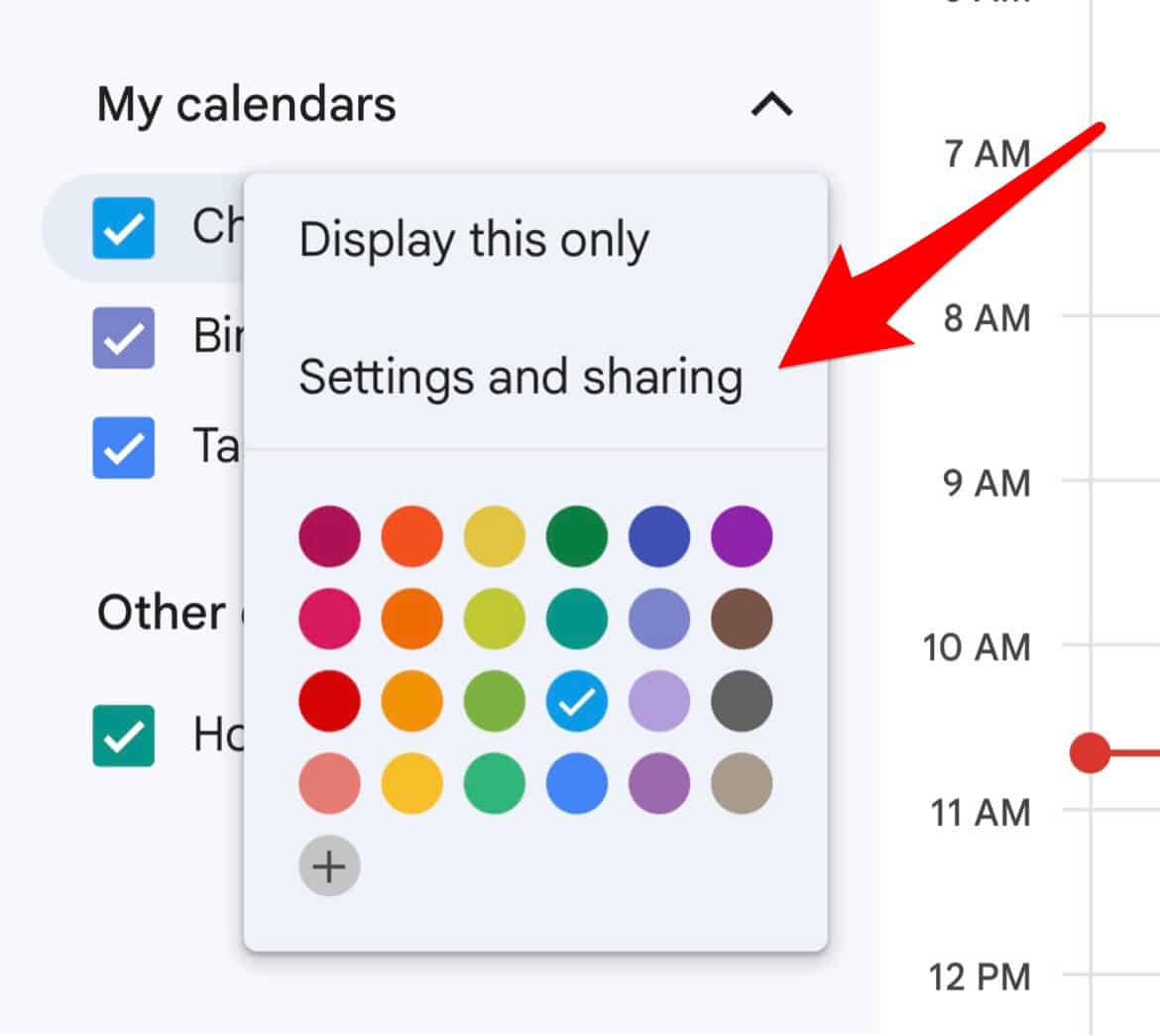 Select Settings and Sharing