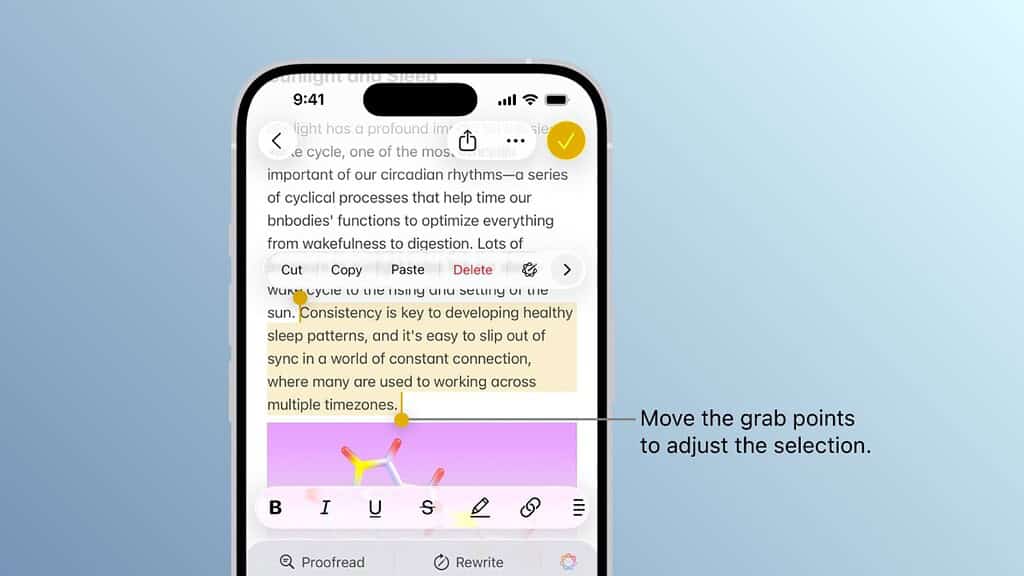 Select and edit text notes app