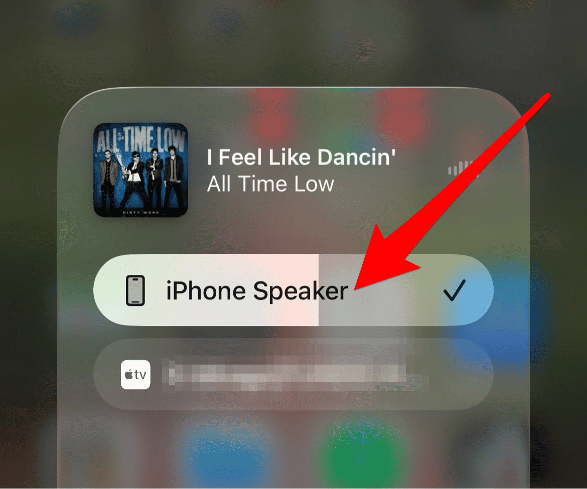 Selecting the iPhone Speaker as the AirPlay device