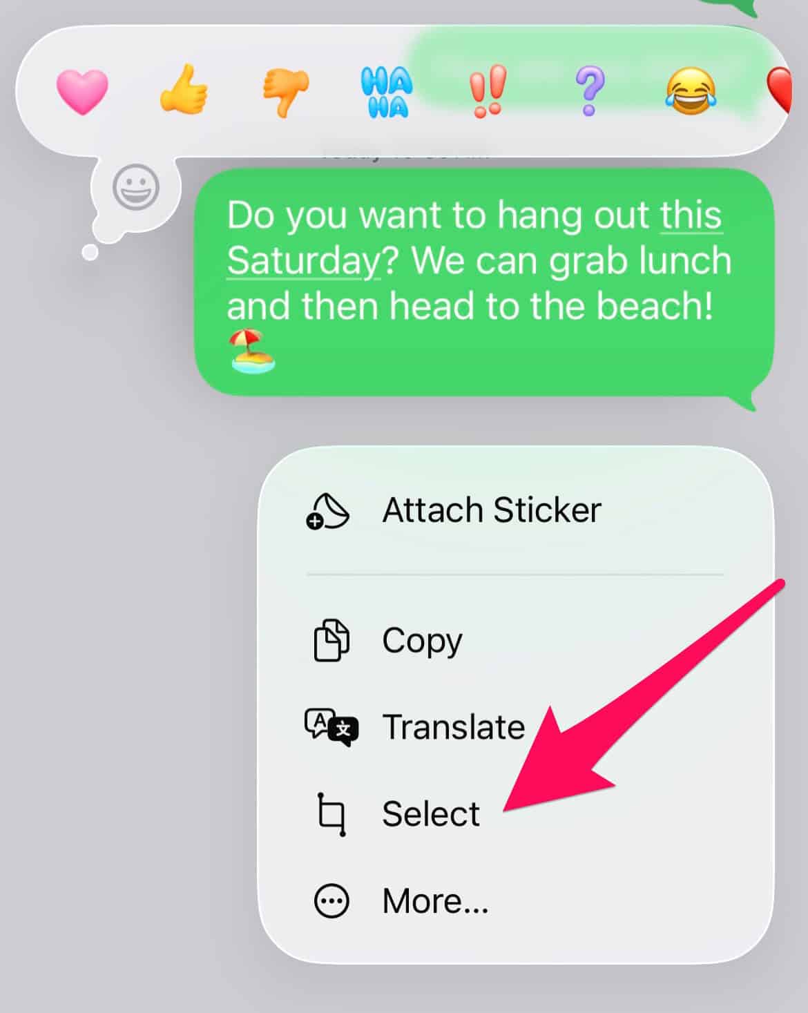 Tap Select in the menu