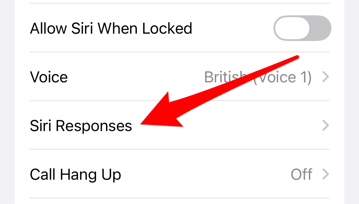 The Allow Siri Responses option in iPhone settings