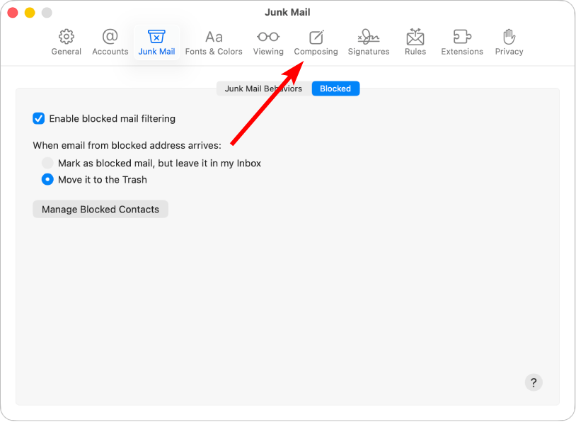 The Composing tab on macOS
