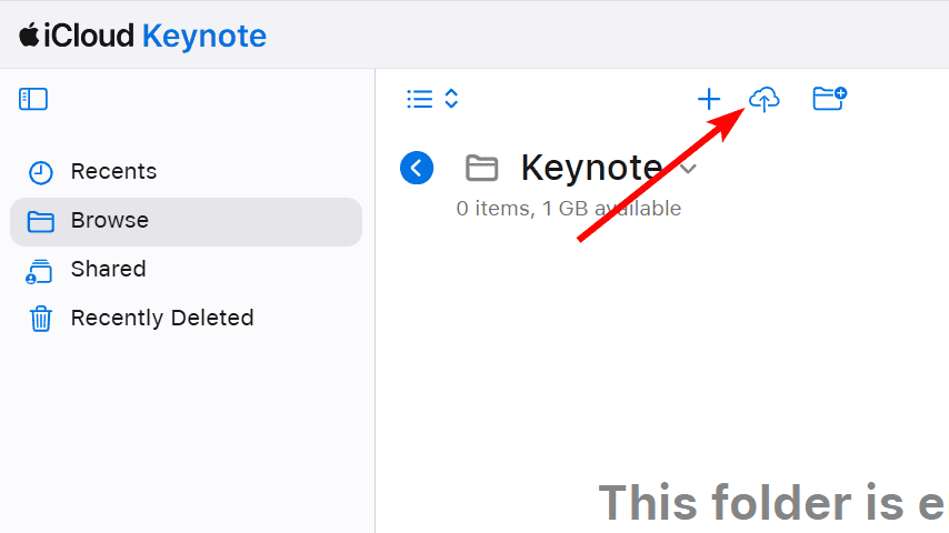 Uploading a file to Keynote on iCloud