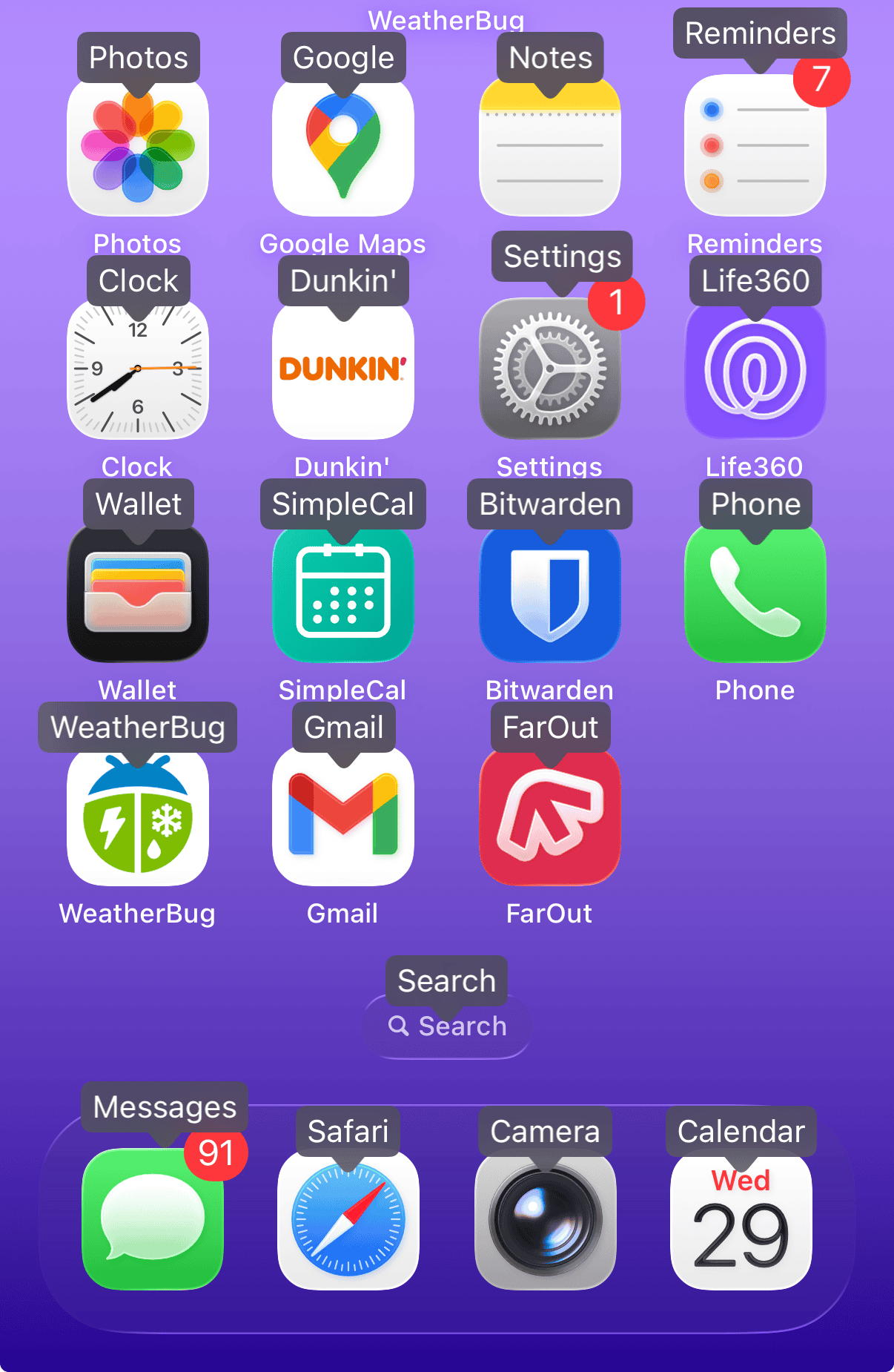 Voice control overlays enabled on the home screen
