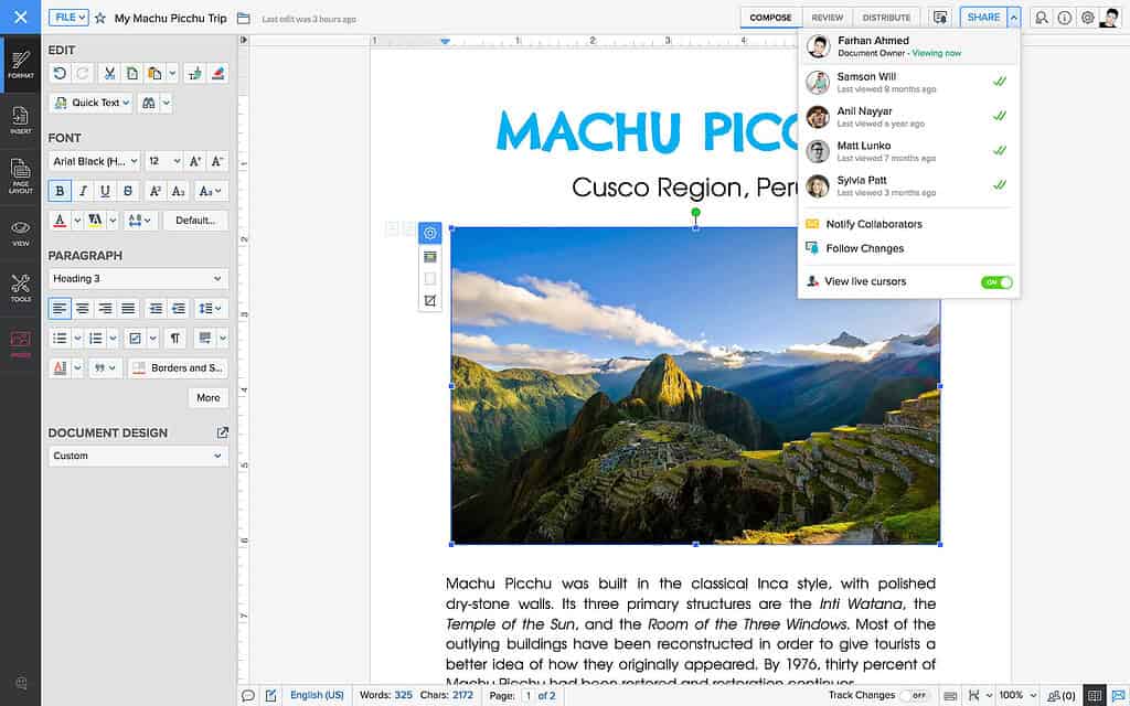 Zoho Writer on Mac