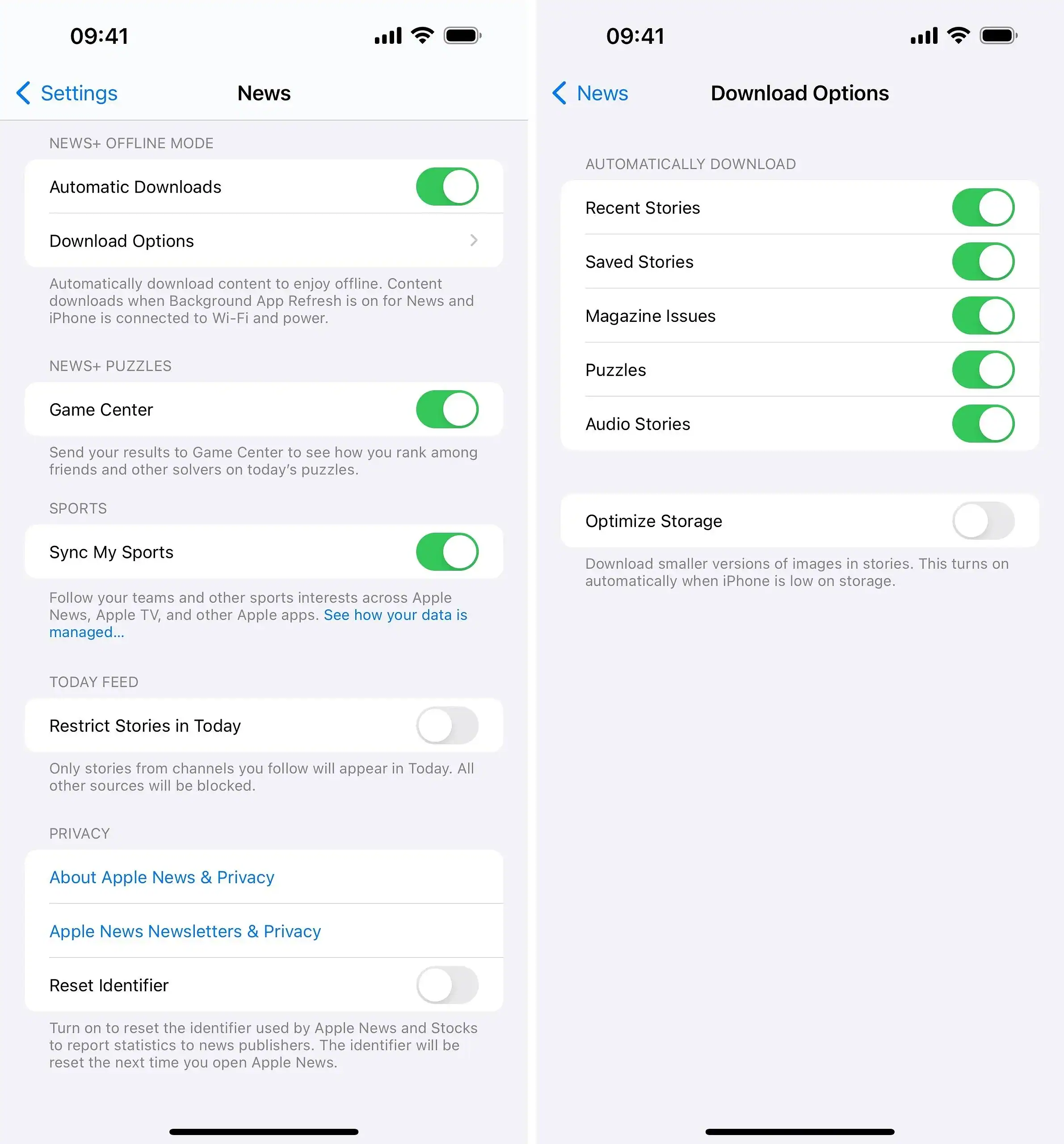 apple news settings