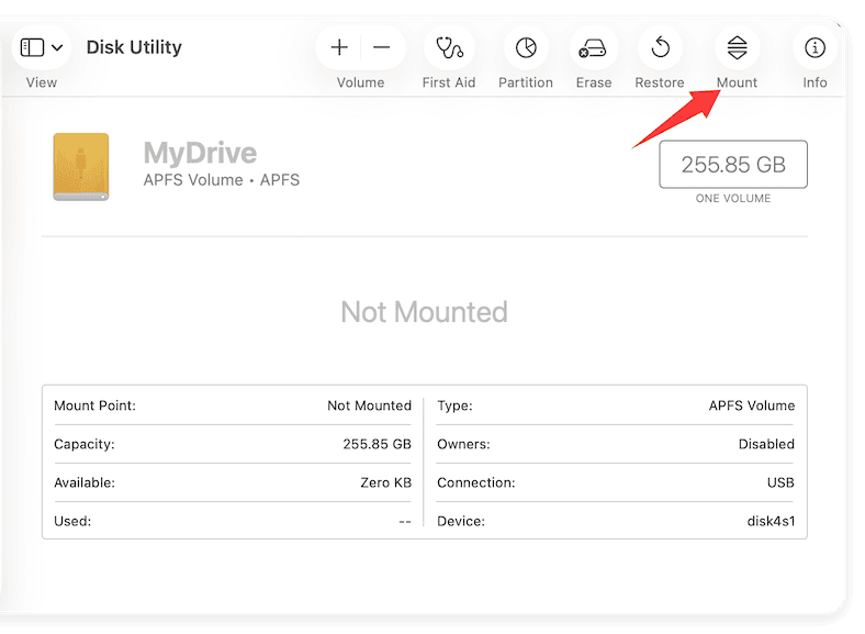 External hard drive not recognized on macOS Tahoe disk recovery interface