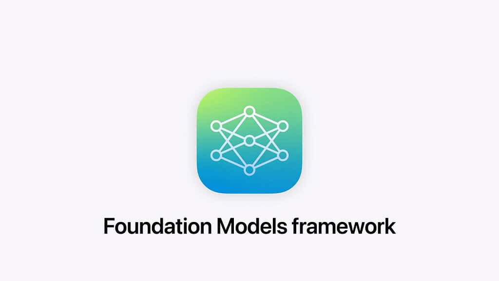 Logo of the Foundation Models framework, featuring a gradient background and a network design, with the text "Foundation Models framework" below.