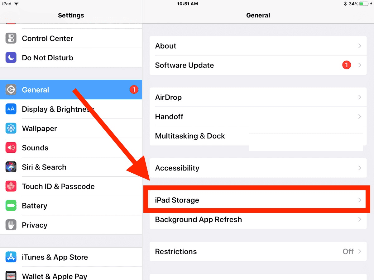 iPad Storage section