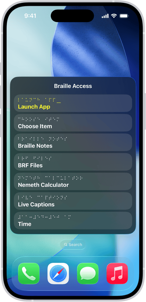 iPhone braille access feature