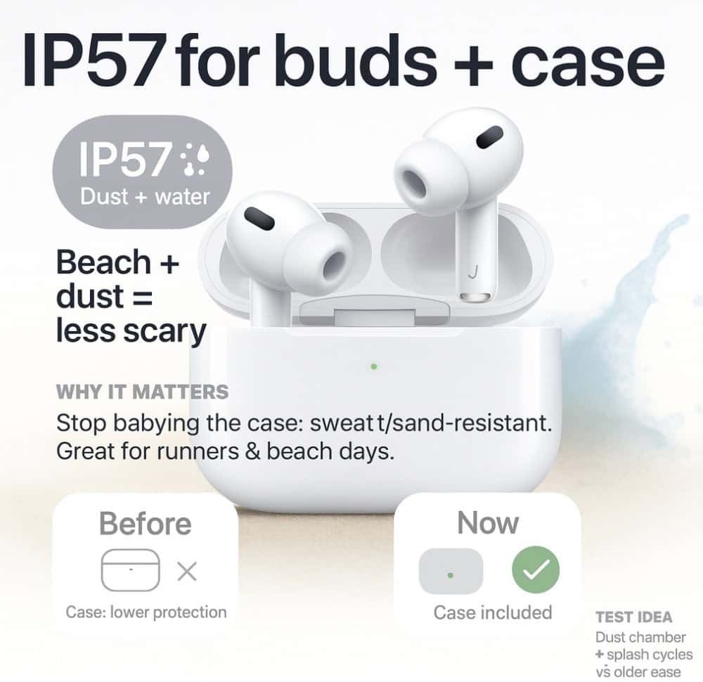 Did you know? AirPods Pro 3 are IP57 — and the case is too