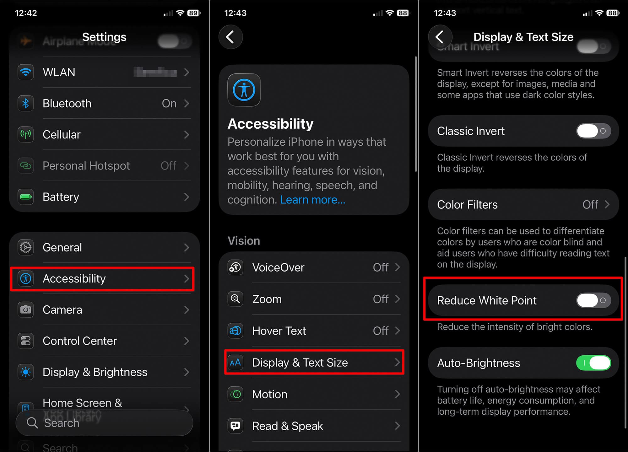 iphone 11 Pro Accessibility White Point Settings